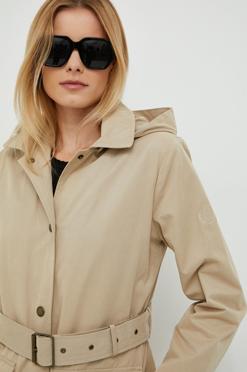 Lauren Ralph Lauren Trench kabát dámský béžová barva přechodný dvouřadový - Pepit.cz