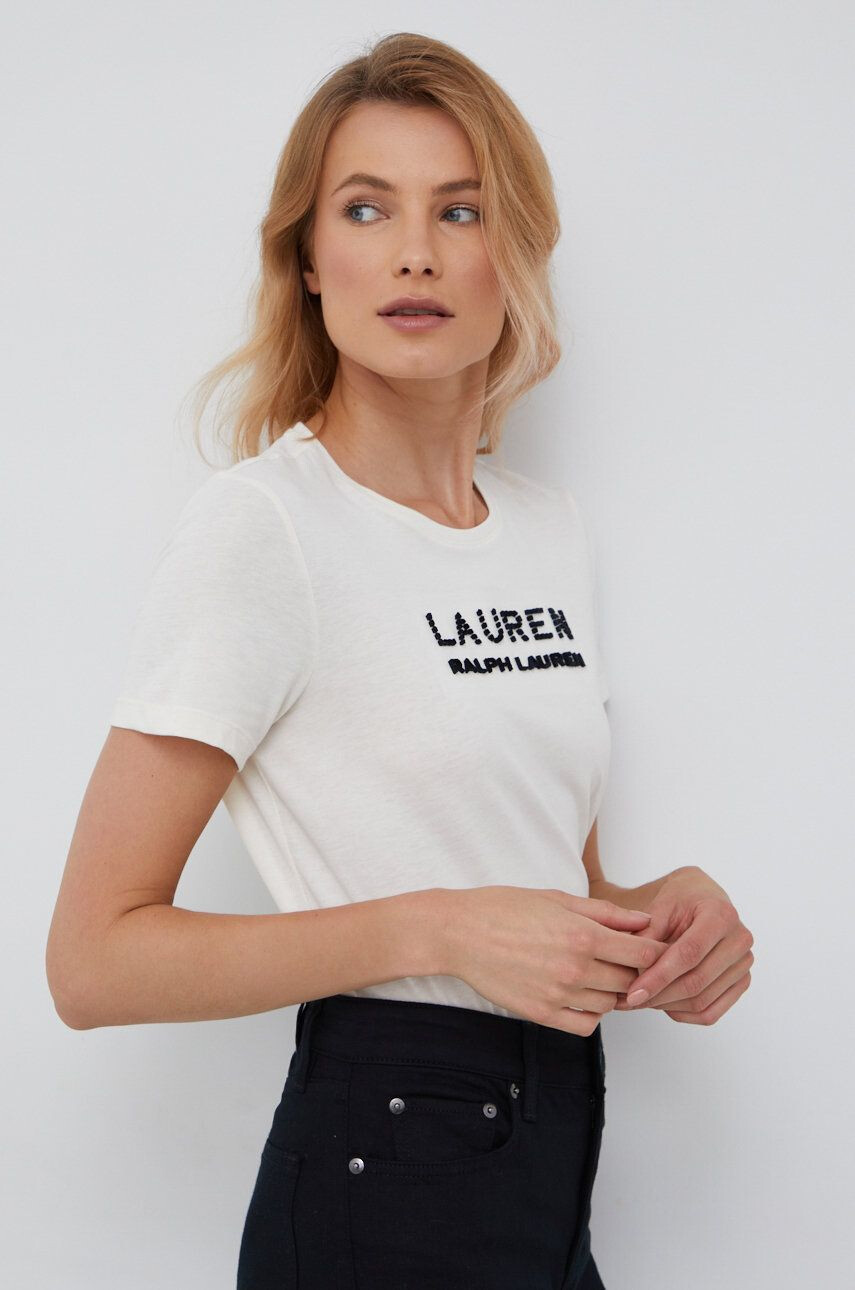 Lauren Ralph Lauren Tričko béžová barva - Pepit.cz