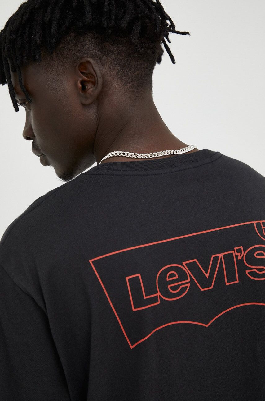 Levi's Bavlněné tričko černá barva s potiskem - Pepit.cz