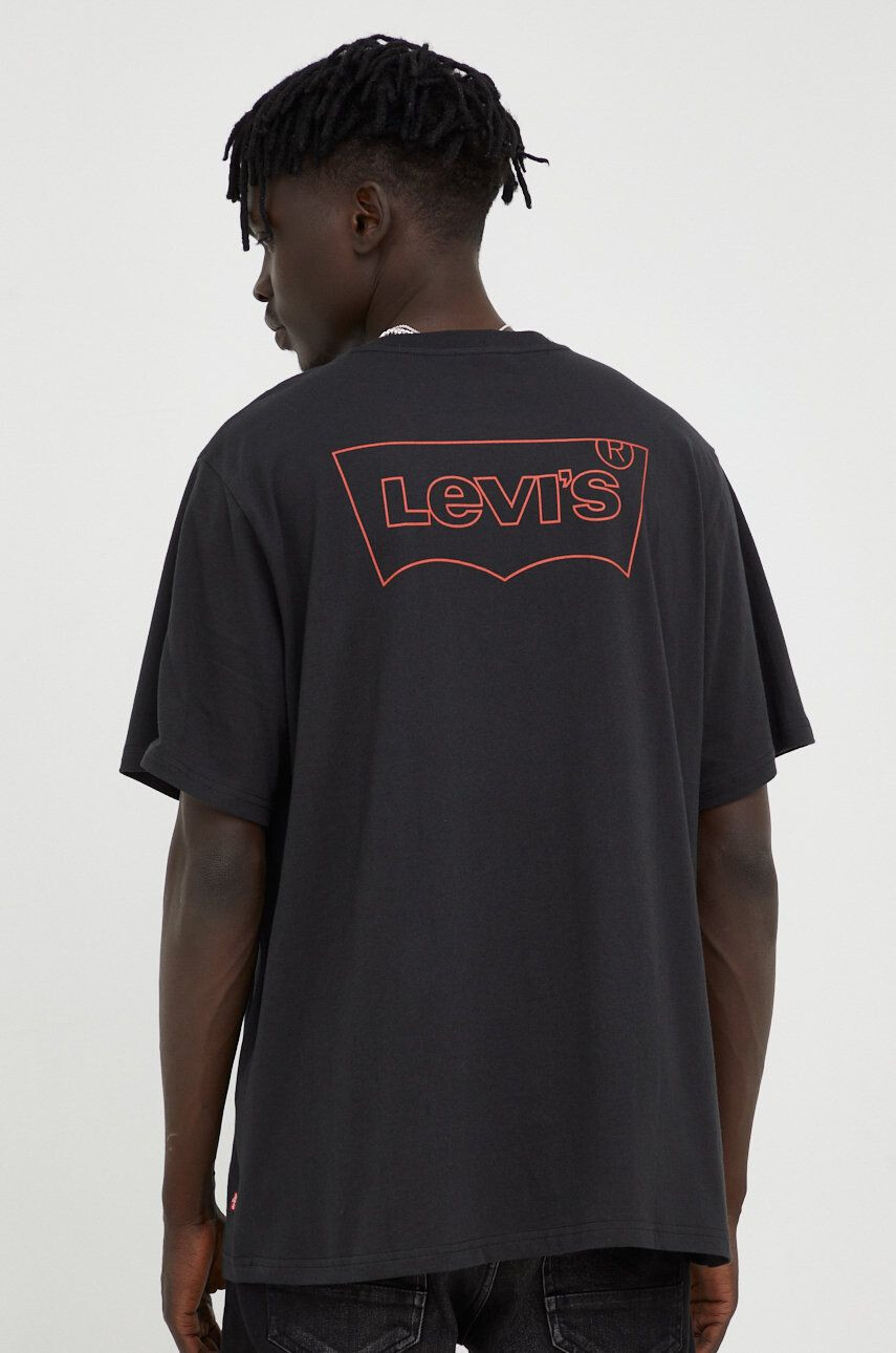 Levi's Bavlněné tričko černá barva s potiskem - Pepit.cz