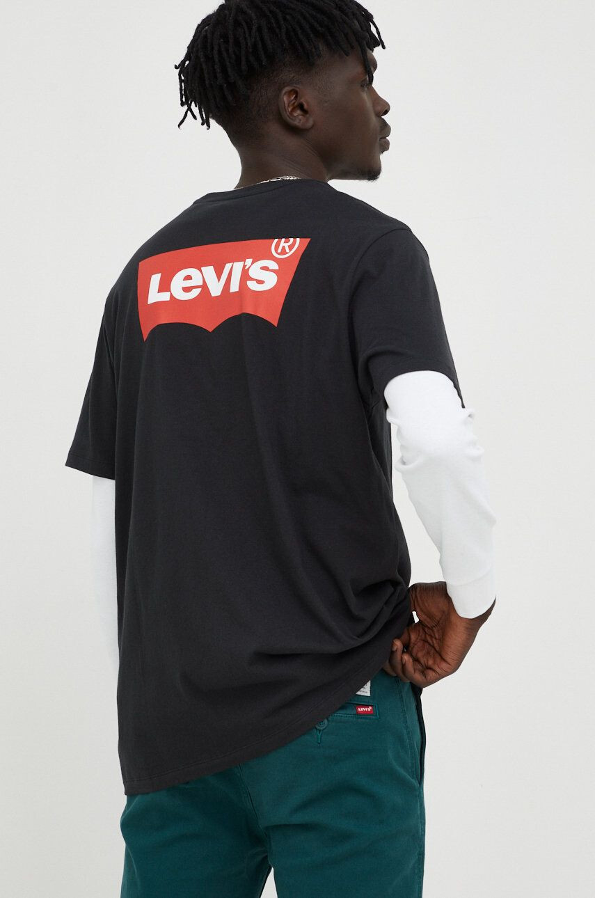 Levi's Bavlněné tričko černá barva s potiskem - Pepit.cz