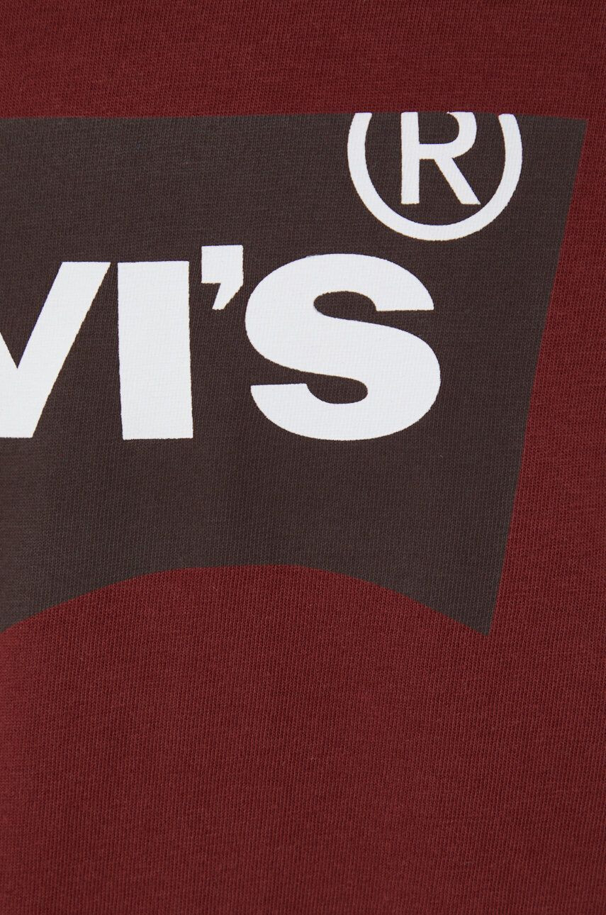 Levi's Bavlněné tričko vínová barva s potiskem - Pepit.cz