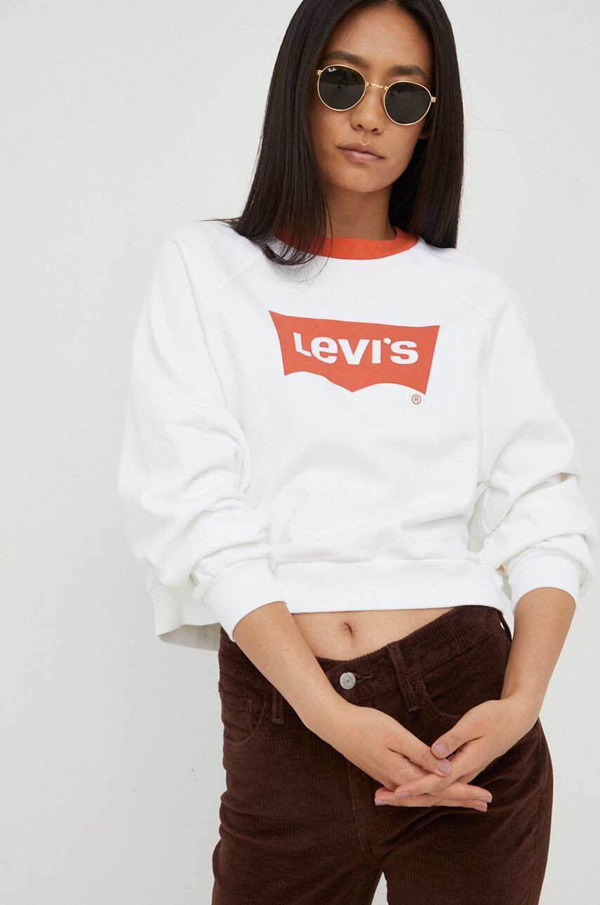 Levi's Bavlněná mikina dámská béžová barva s potiskem - Pepit.cz