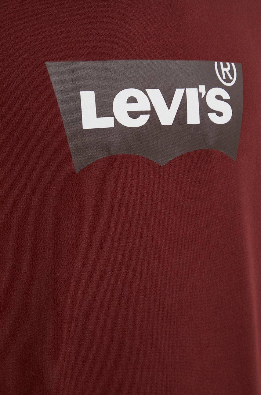 Levi's Bavlněná mikina pánská vínová barva s potiskem - Pepit.cz