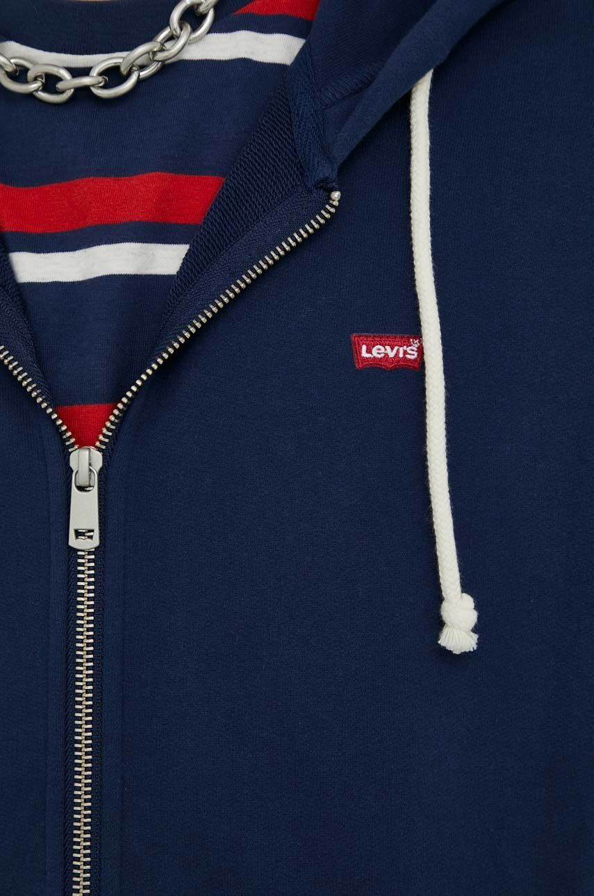 Levi's bavlněná mikina pánská tmavomodrá barva s kapucí hladká - Pepit.cz