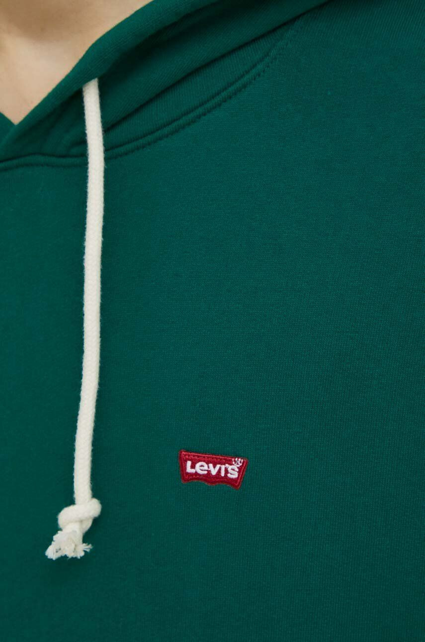 Levi's Bavlněná mikina pánská zelená barva s kapucí hladká - Pepit.cz