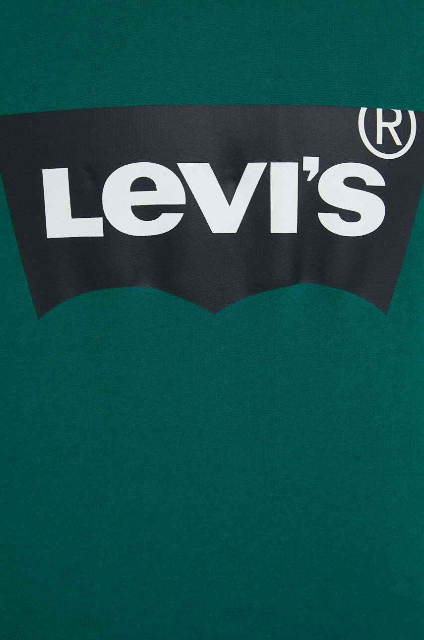 Levi's Bavlněná mikina pánská zelená barva s kapucí s potiskem - Pepit.cz