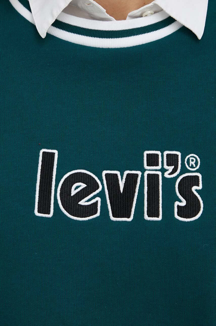 Levi's Bavlněná mikina dámská zelená barva s aplikací - Pepit.cz