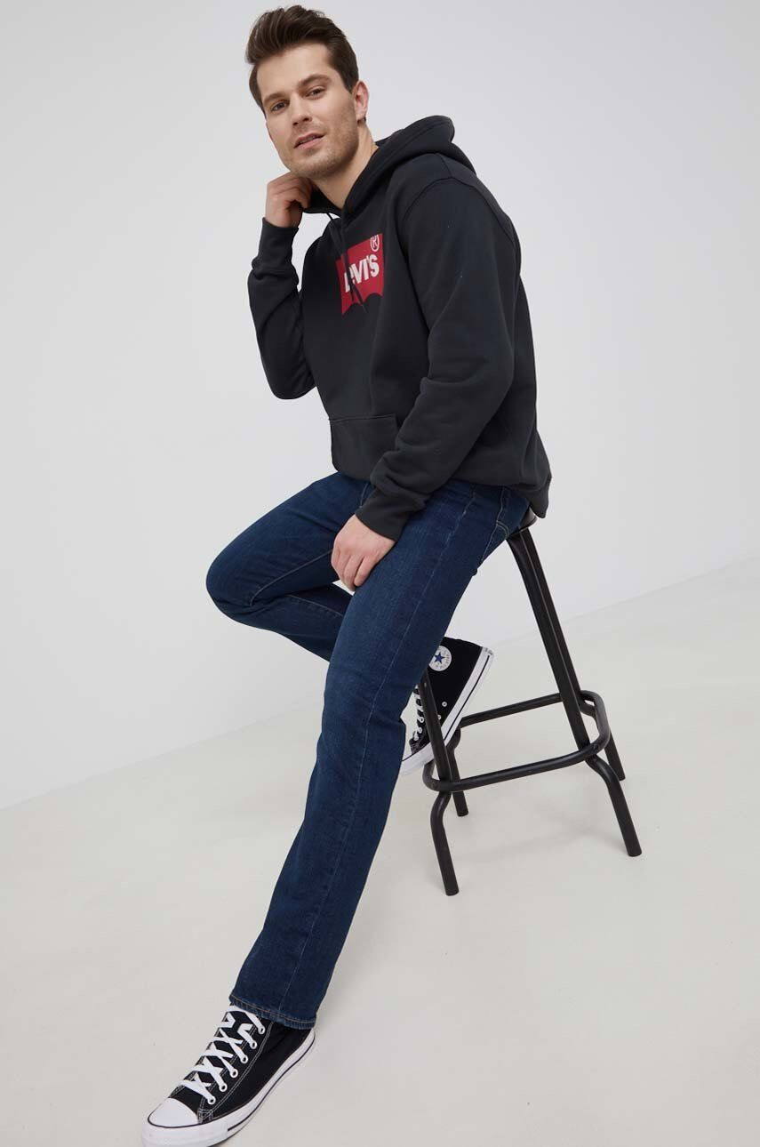 Levi's Bavlněná mikina pánská černá barva s kapucí s potiskem 38424.0001-Reds - Pepit.cz