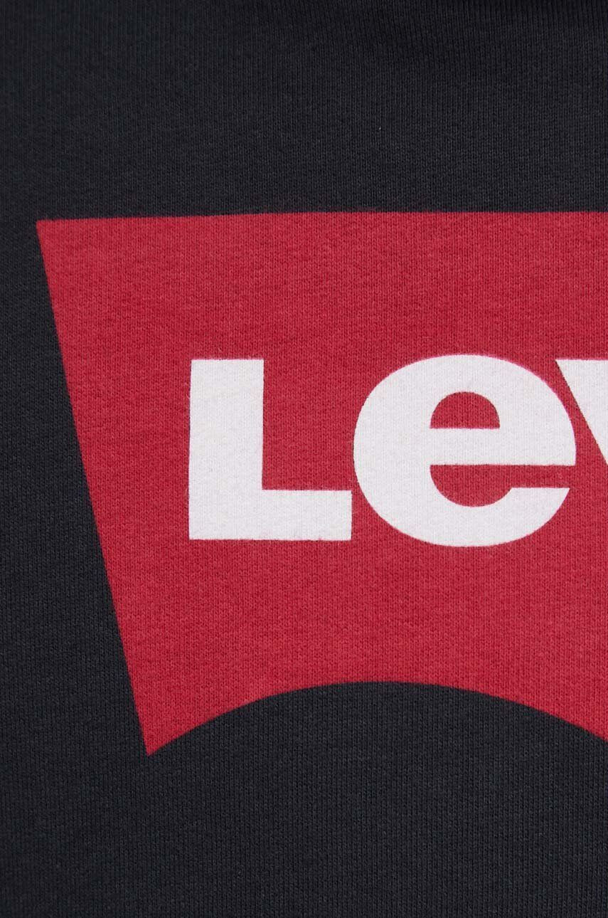 Levi's Bavlněná mikina pánská černá barva s kapucí s potiskem 38424.0001-Reds - Pepit.cz