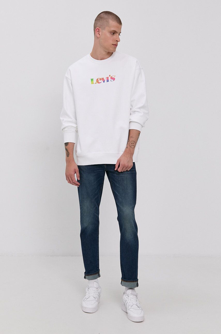 Levi's Bavlněná mikina pánská bílá barva s potiskem - Pepit.cz