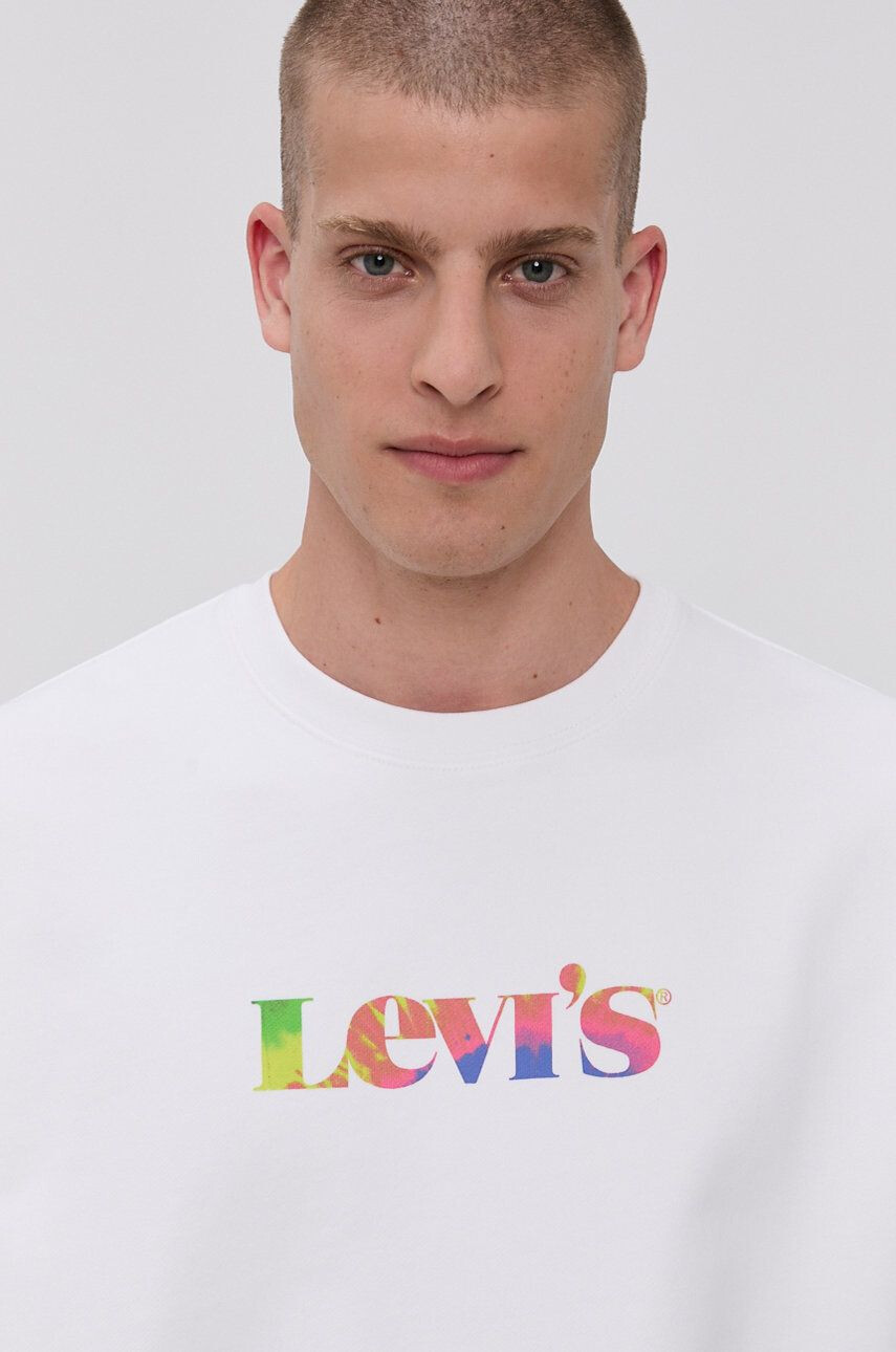 Levi's Bavlněná mikina pánská bílá barva s potiskem - Pepit.cz