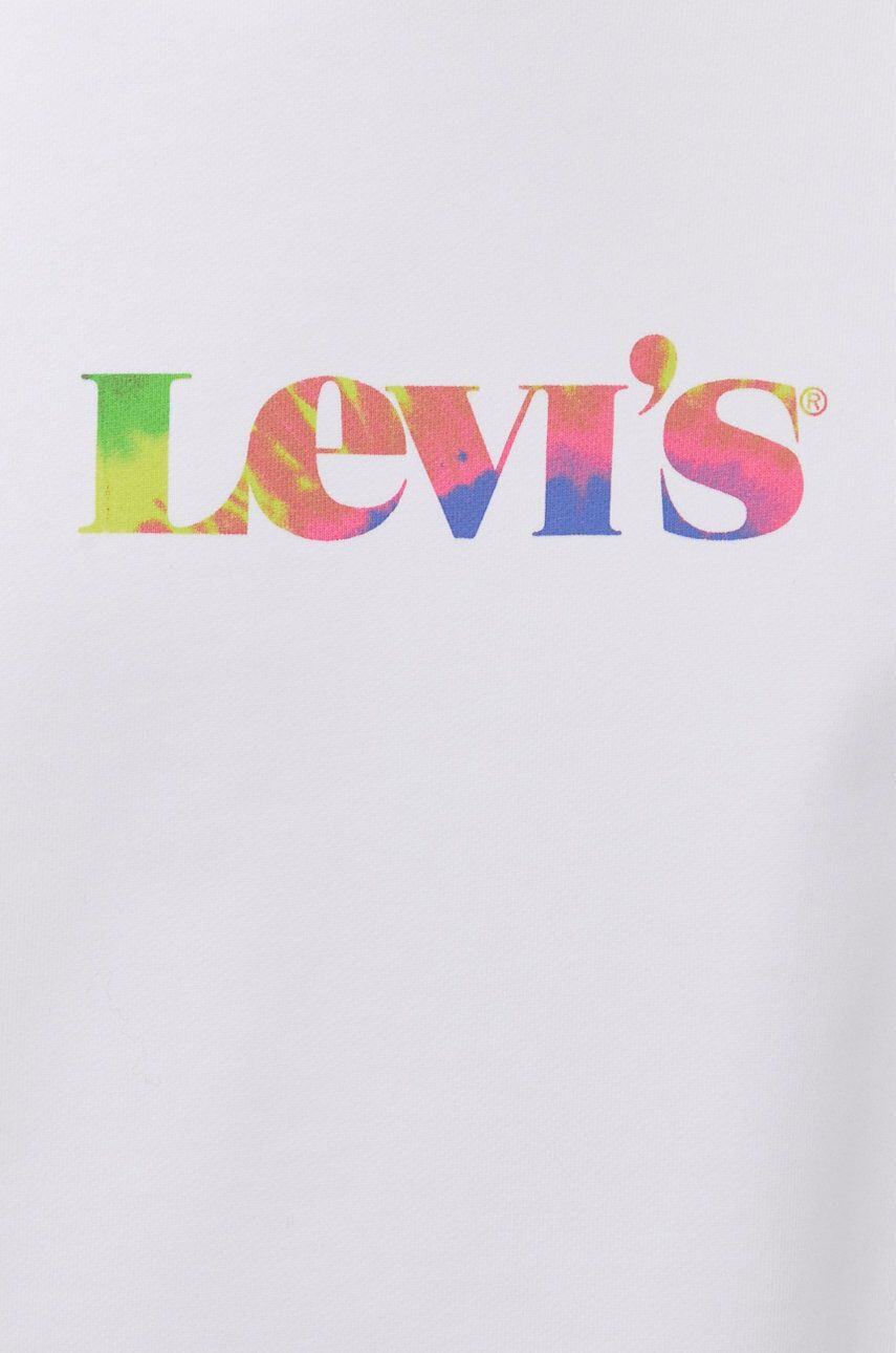 Levi's Bavlněná mikina pánská bílá barva s potiskem - Pepit.cz