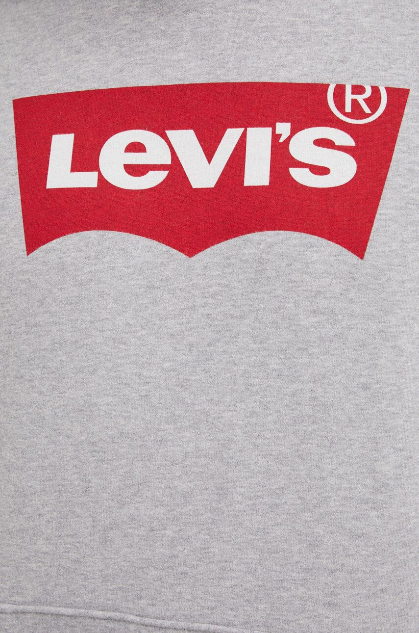 Levi's Bavlněná mikina pánská šedá barva s kapucí s potiskem 38424.0000-Reds - Pepit.cz