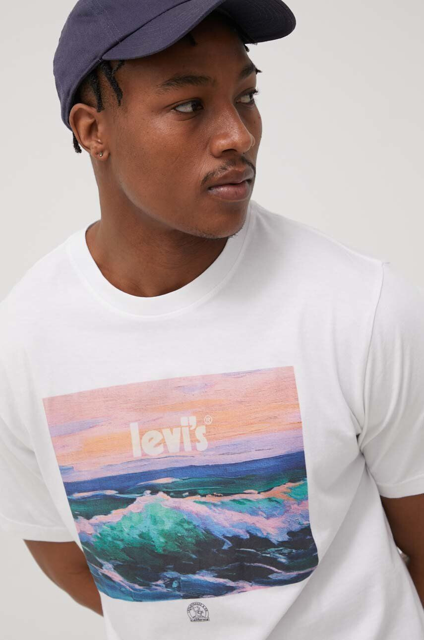 Levi's Bavlněné tričko bílá barva s potiskem - Pepit.cz