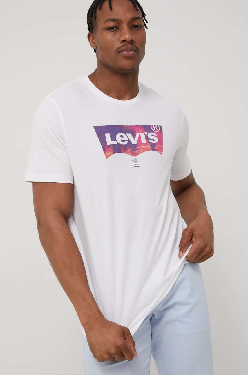 Levi's Bavlněné tričko bílá barva s potiskem - Pepit.cz