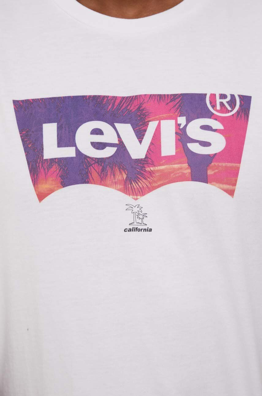 Levi's Bavlněné tričko bílá barva s potiskem - Pepit.cz