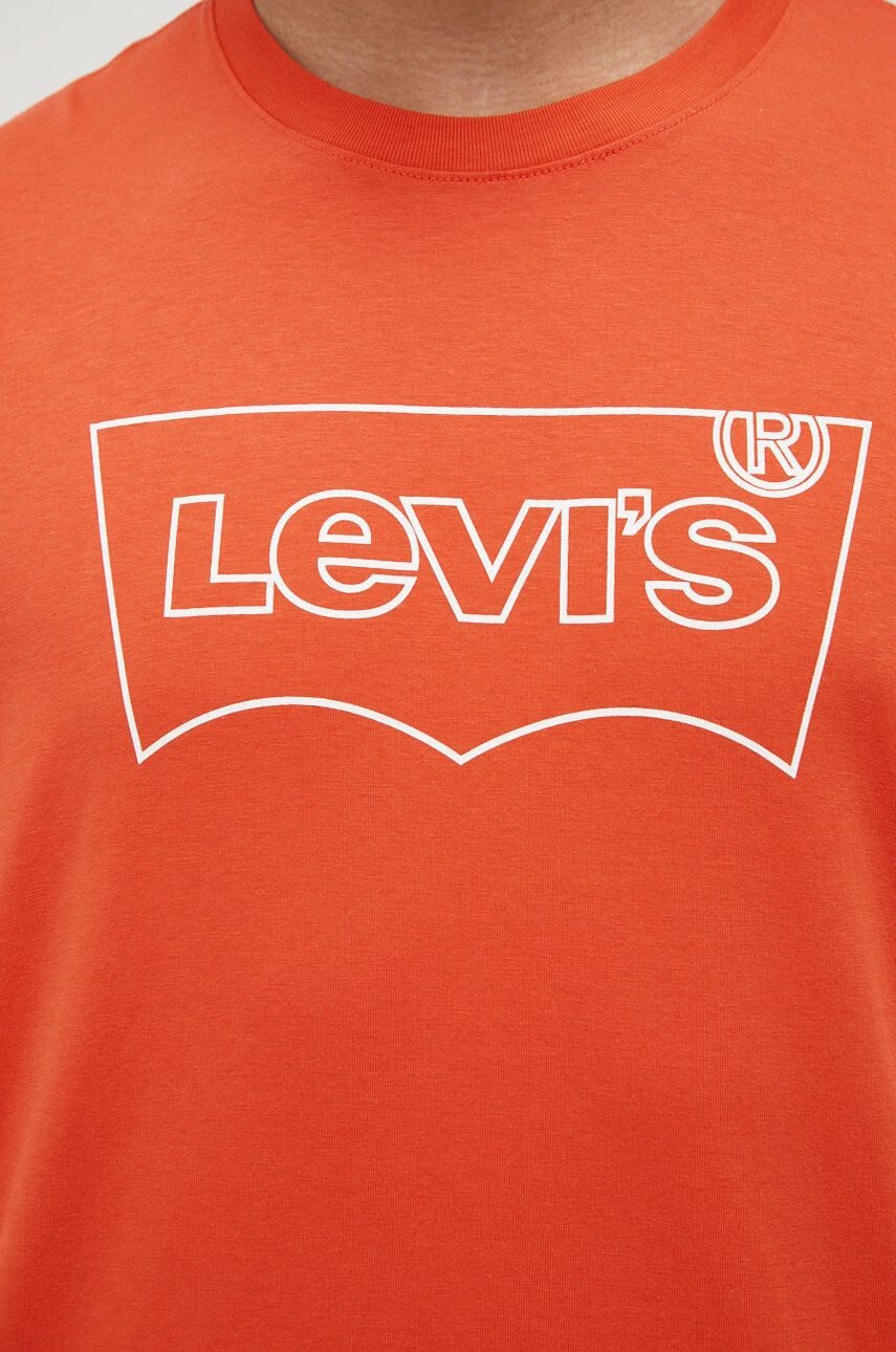 Levi's Bavlněné tričko oranžová barva s potiskem - Pepit.cz