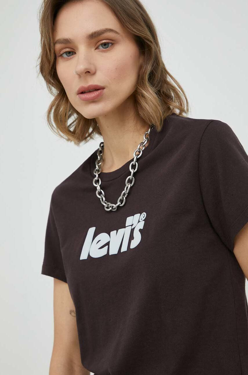 Levi's Bavlněné tričko hnědá barva - Pepit.cz