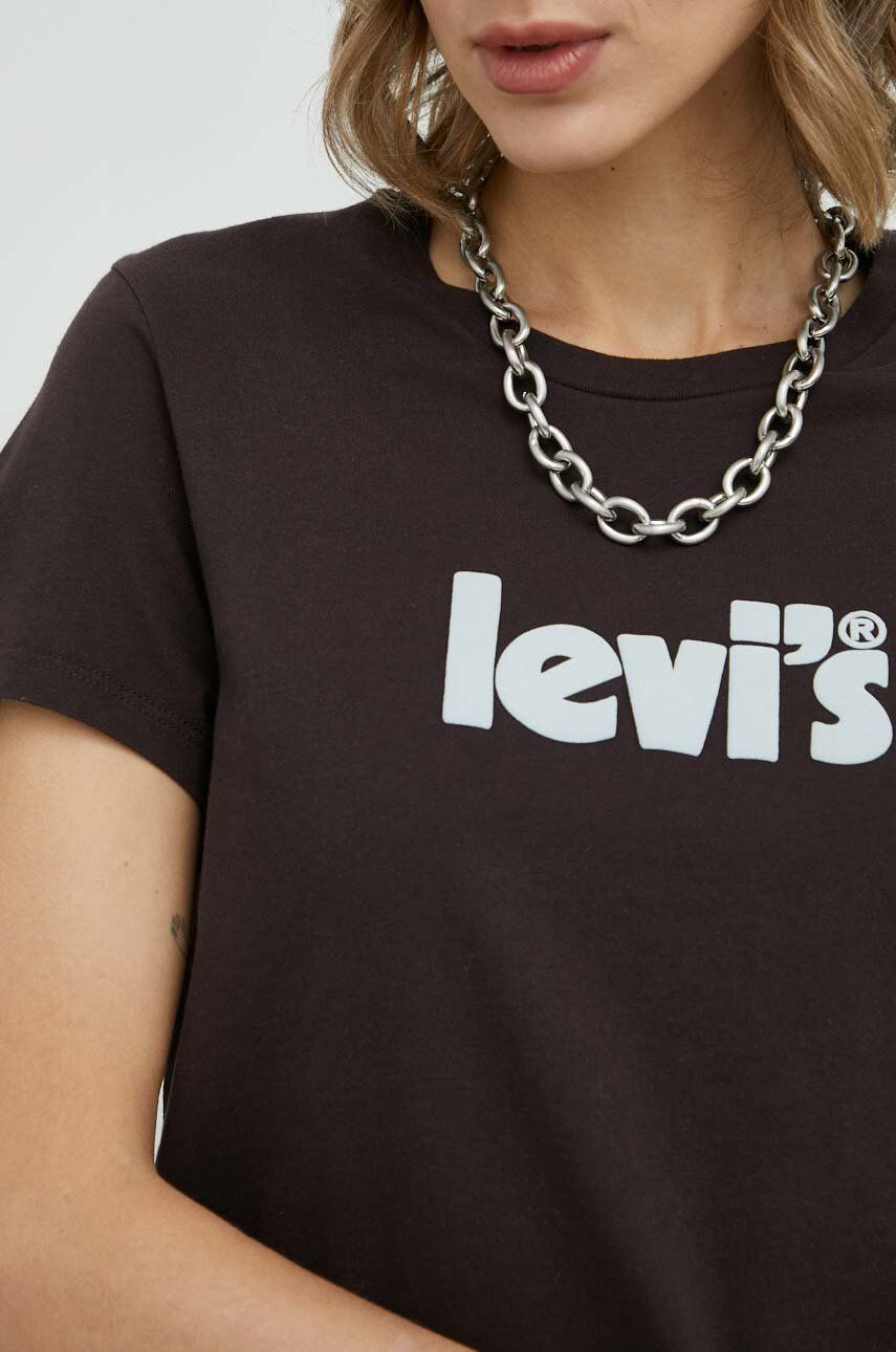 Levi's Bavlněné tričko hnědá barva - Pepit.cz