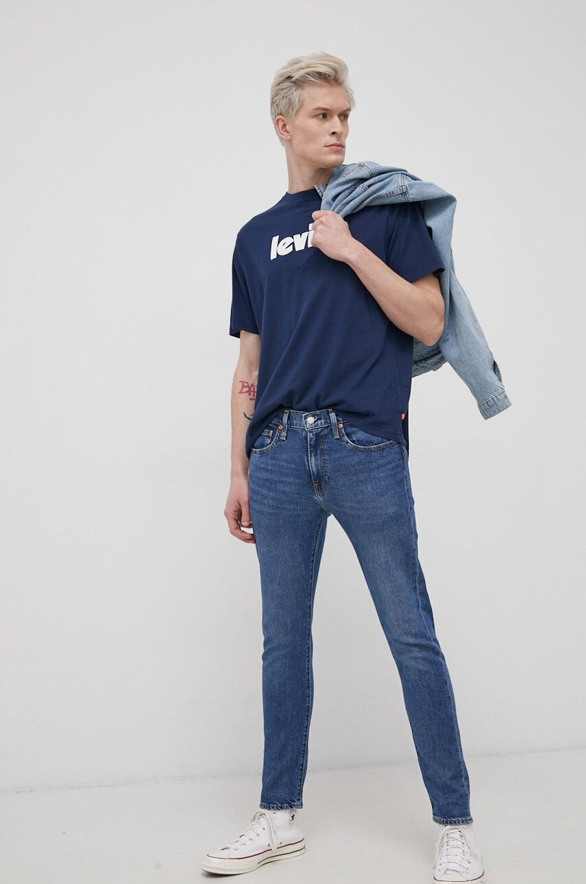 Levi's Bavlněné tričko tmavomodrá barva s potiskem 16143.0393-Blues - Pepit.cz