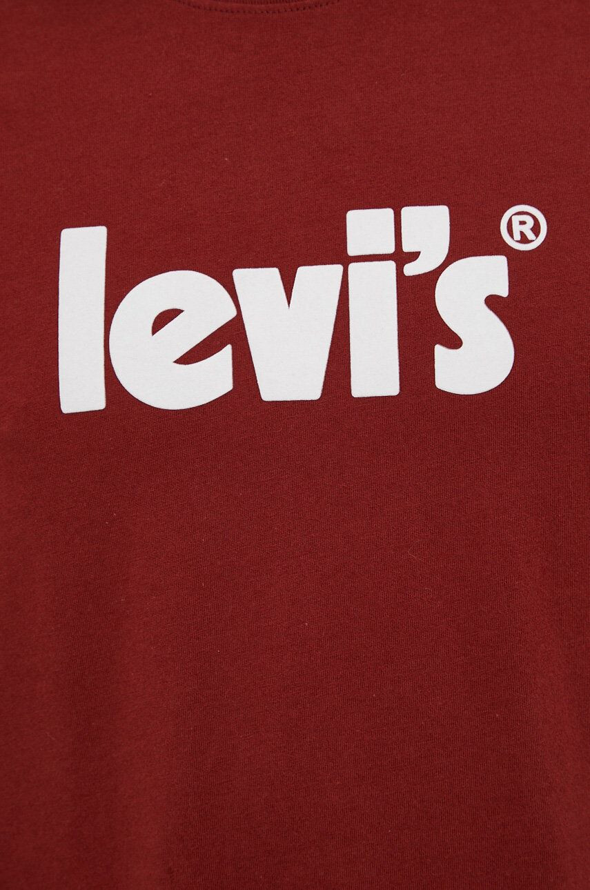 Levi's Bavlněné tričko vínová barva s potiskem - Pepit.cz