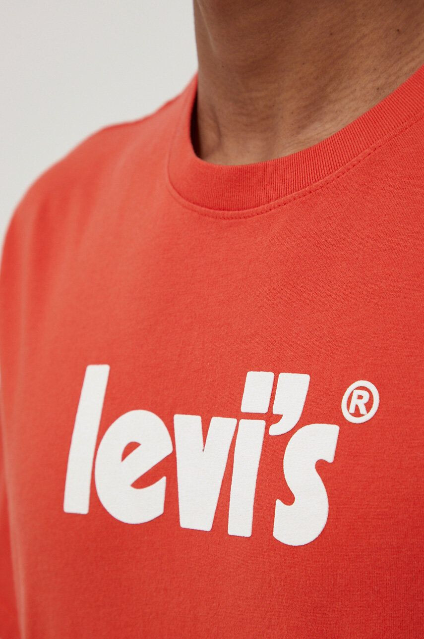 Levi's Bavlněné tričko oranžová barva s potiskem - Pepit.cz