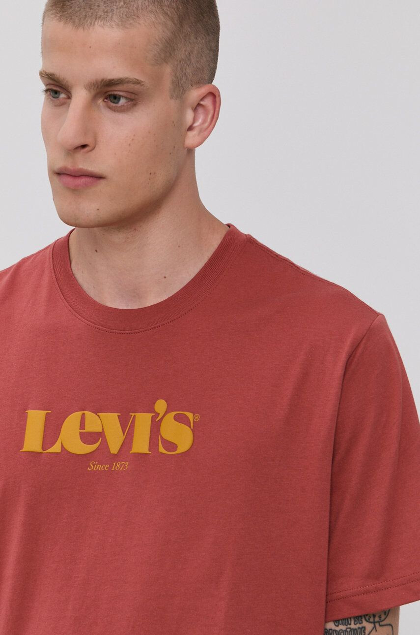 Levi's Bavlněné tričko červená barva s potiskem 16143.0318-Reds - Pepit.cz