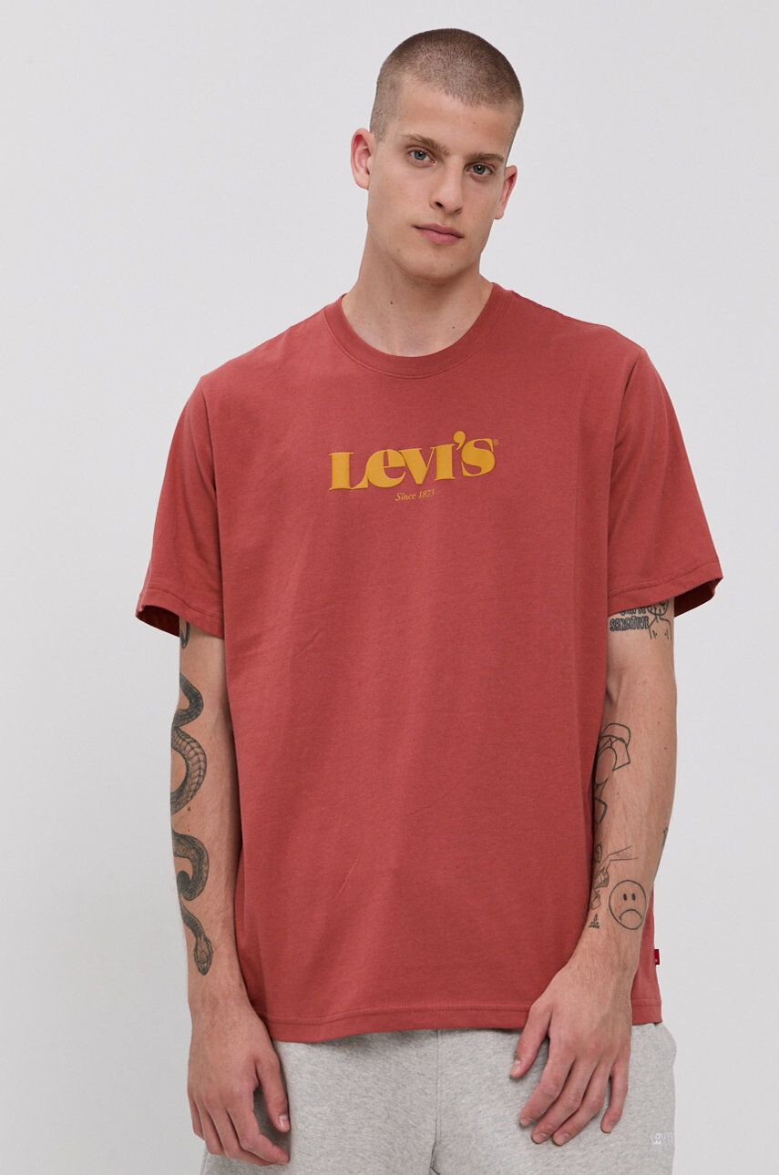 Levi's Bavlněné tričko červená barva s potiskem 16143.0318-Reds - Pepit.cz