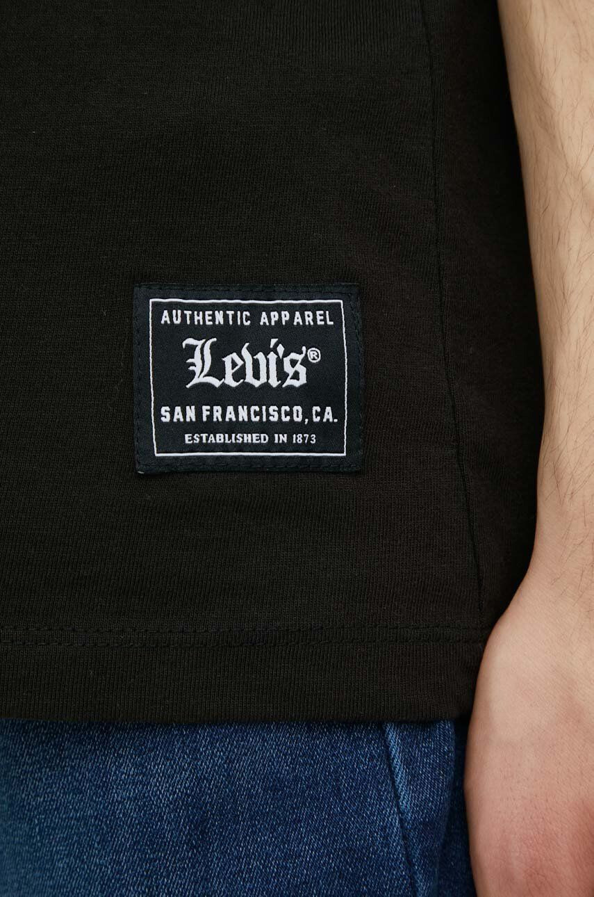 Levi's Bavlněné tričko s dlouhým rukávem černá barva - Pepit.cz