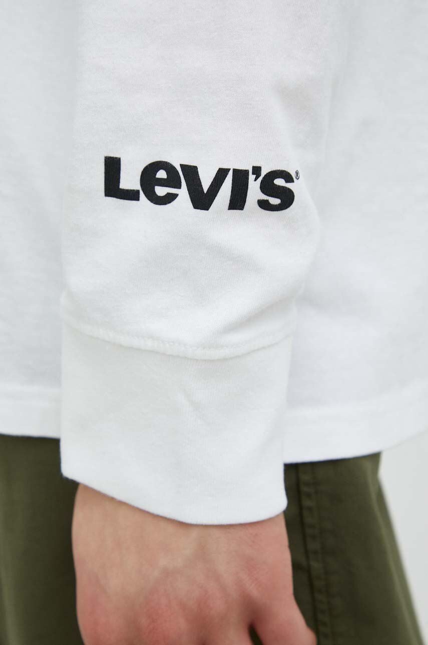 Levi's Bavlněné tričko s dlouhým rukávem bílá barva s potiskem - Pepit.cz