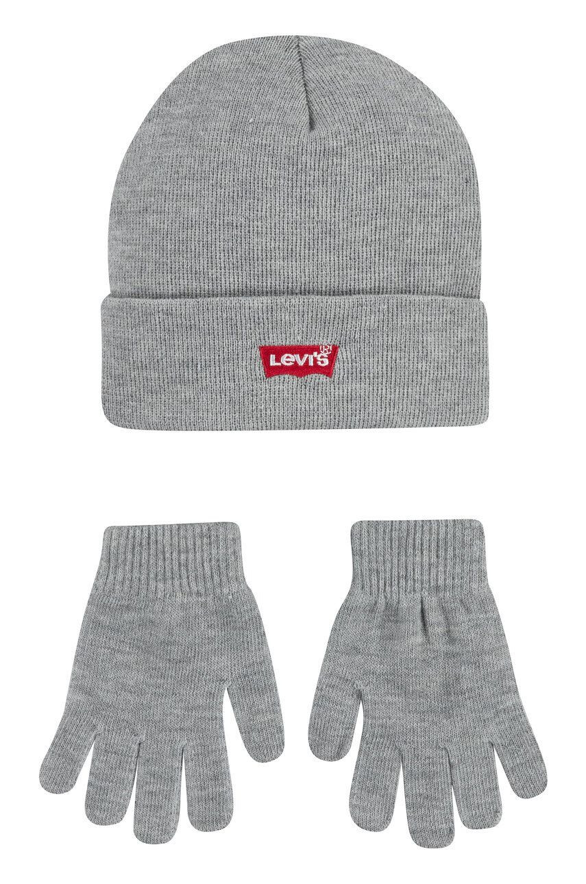 Levi's Čepice a dětské rukavice šedá barva - Pepit.cz