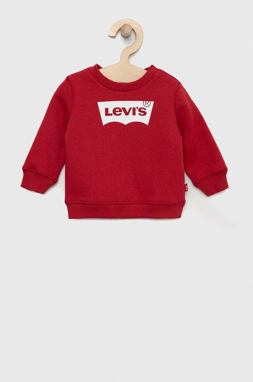 Levi's Dětská bavlněná mikina červená barva s potiskem - Pepit.cz