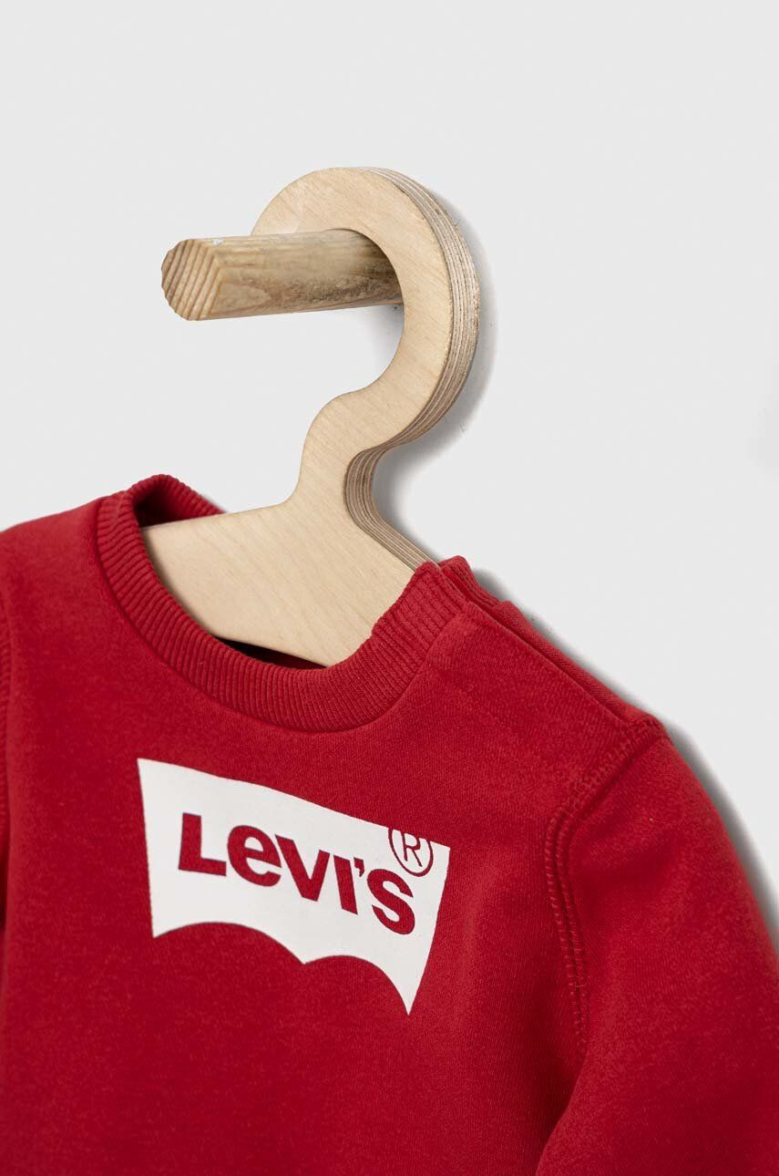 Levi's Dětská bavlněná mikina červená barva s potiskem - Pepit.cz