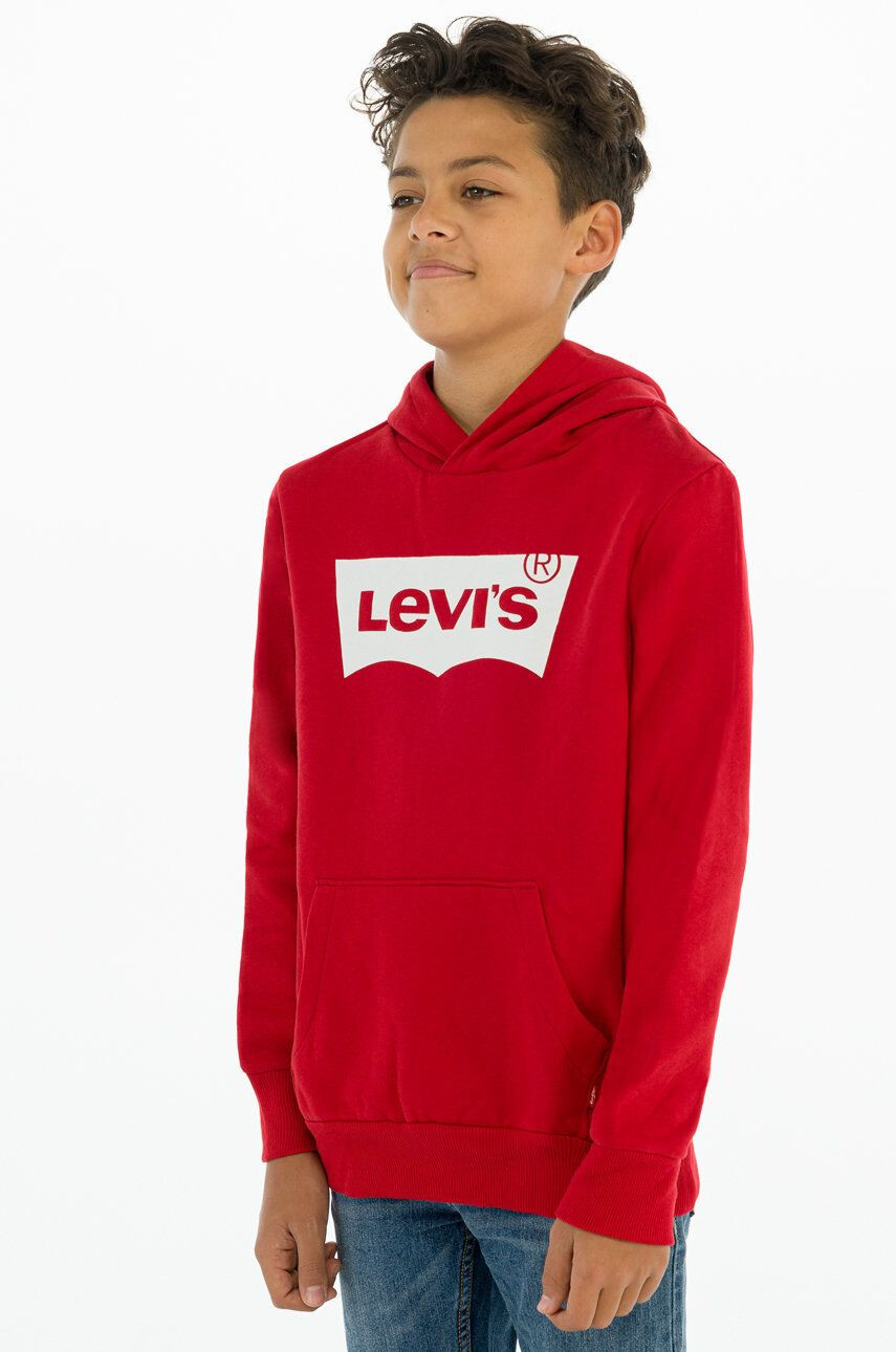 Levi's Dětská mikina červená barva s potiskem - Pepit.cz