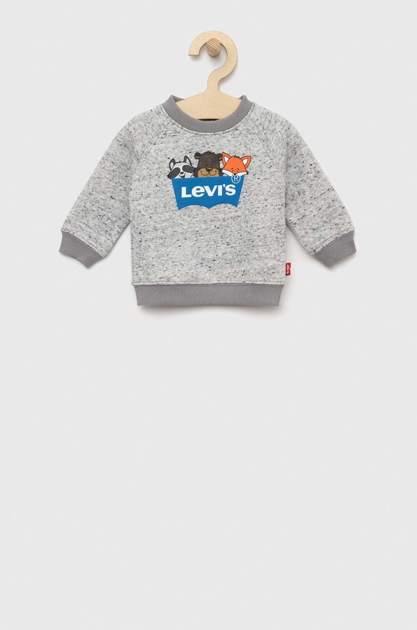 Levi's Dětská mikina šedá barva s potiskem - Pepit.cz