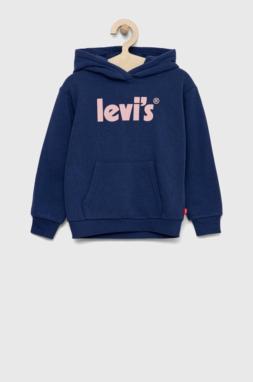 Levi's Dětská mikina tmavomodrá barva s kapucí s potiskem - Pepit.cz