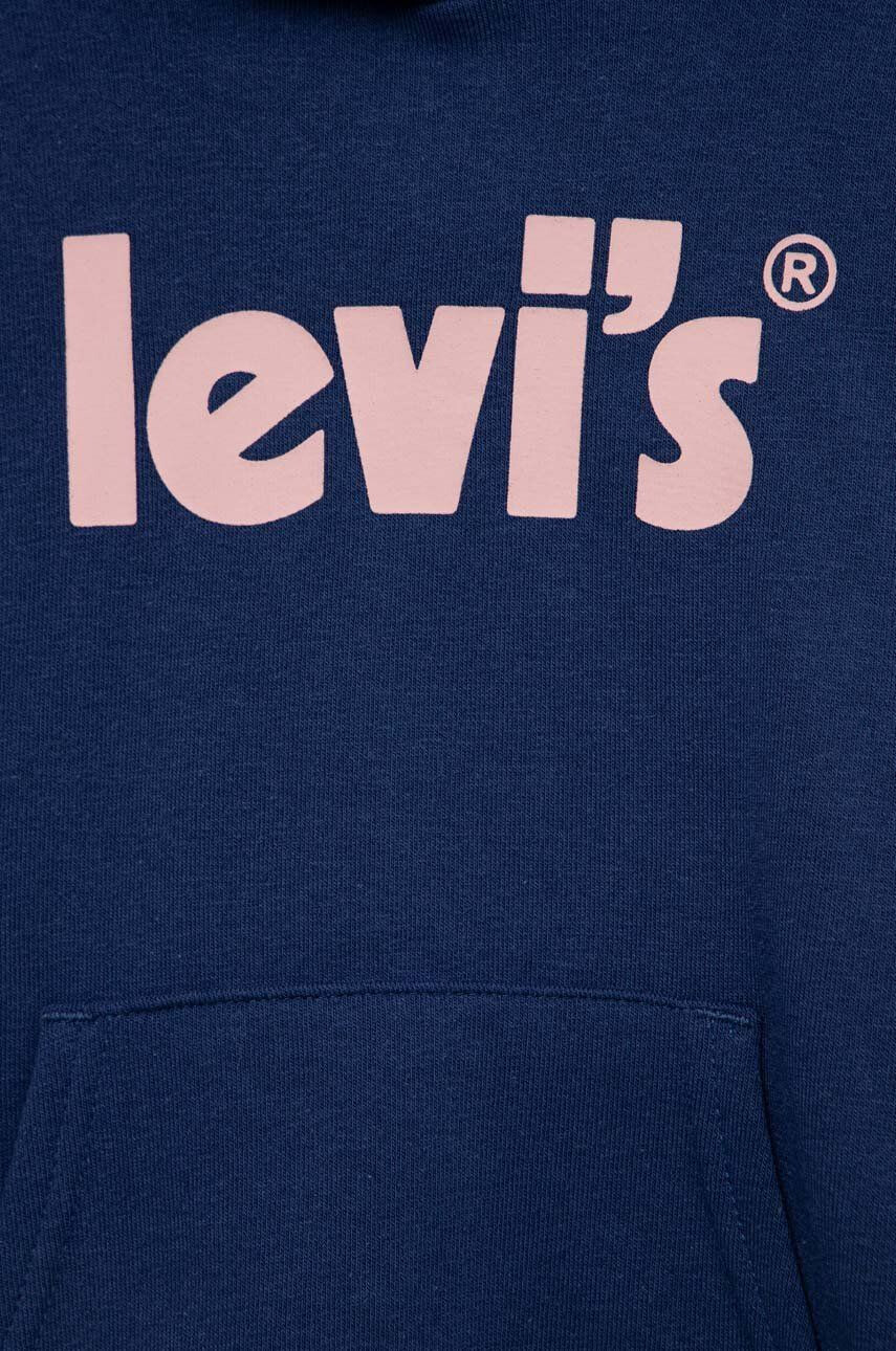 Levi's Dětská mikina tmavomodrá barva s kapucí s potiskem - Pepit.cz