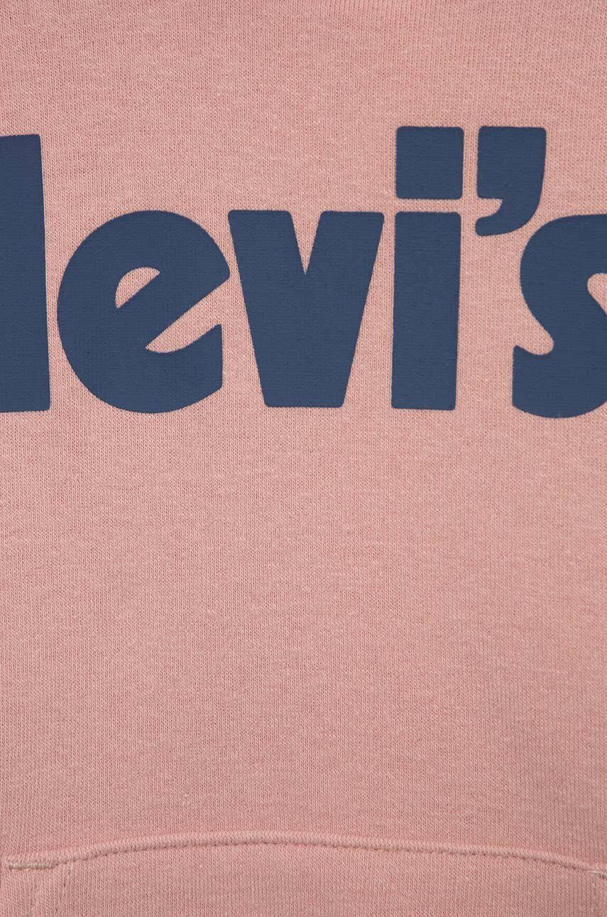 Levi's Dětská mikina růžová barva s kapucí s potiskem - Pepit.cz