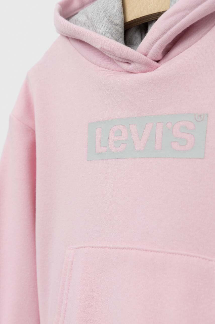 Levi's Dětská mikina růžová barva s kapucí s potiskem - Pepit.cz