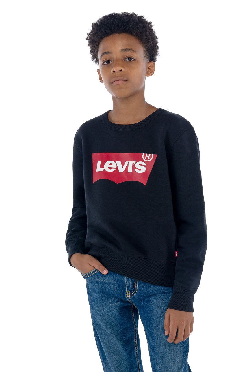 Levi's Dětská mikina černá barva s potiskem - Pepit.cz