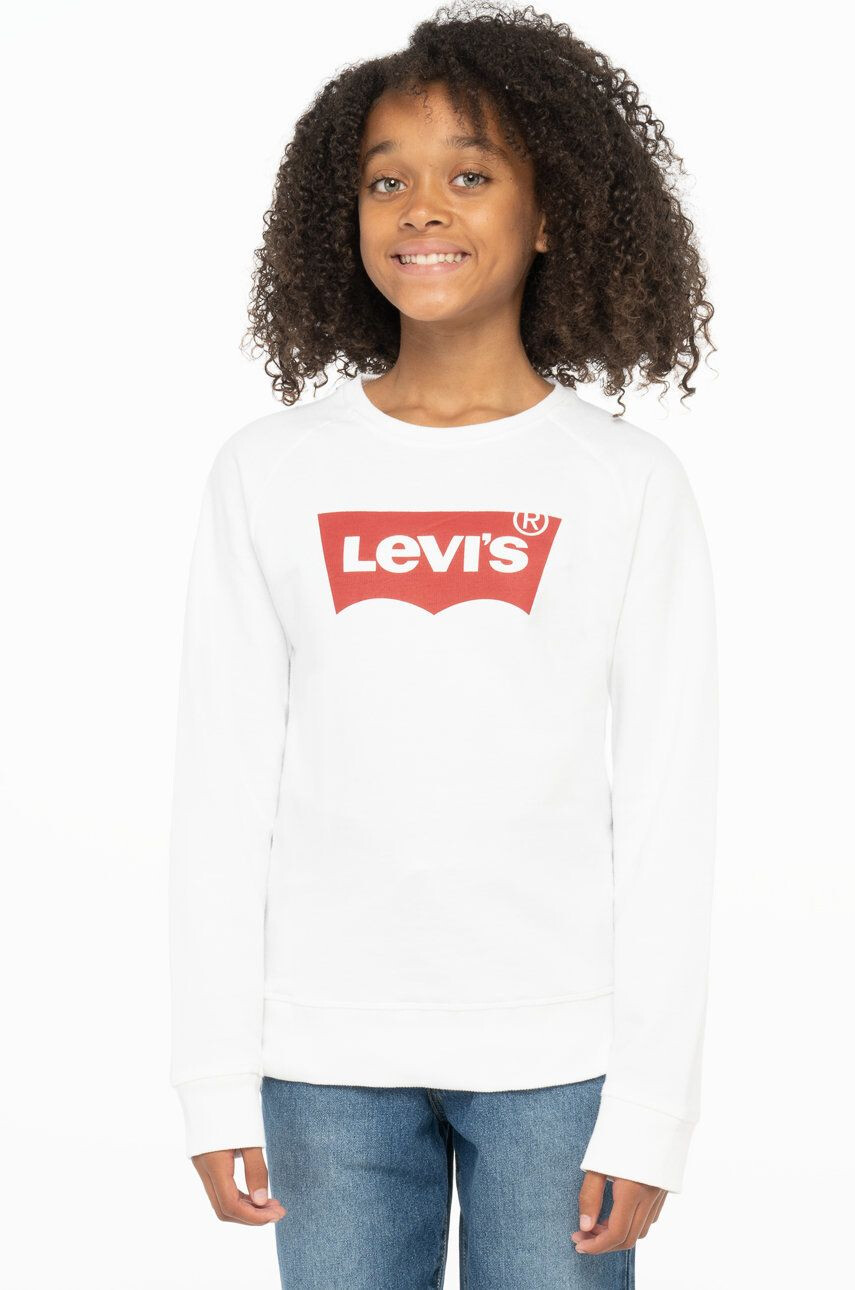 Levi's Dětská mikina bílá barva s potiskem - Pepit.cz