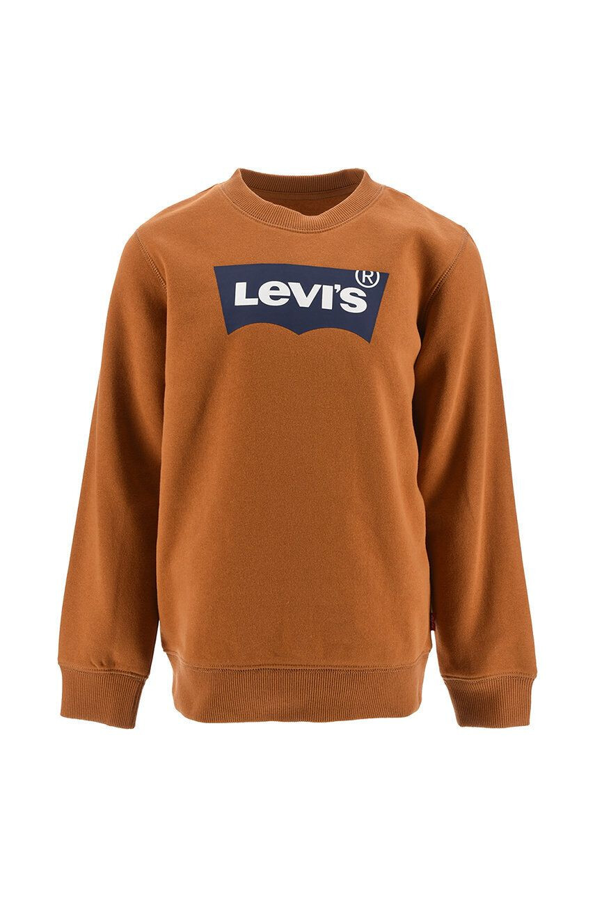 Levi's Dětská mikina hnědá barva s potiskem - Pepit.cz