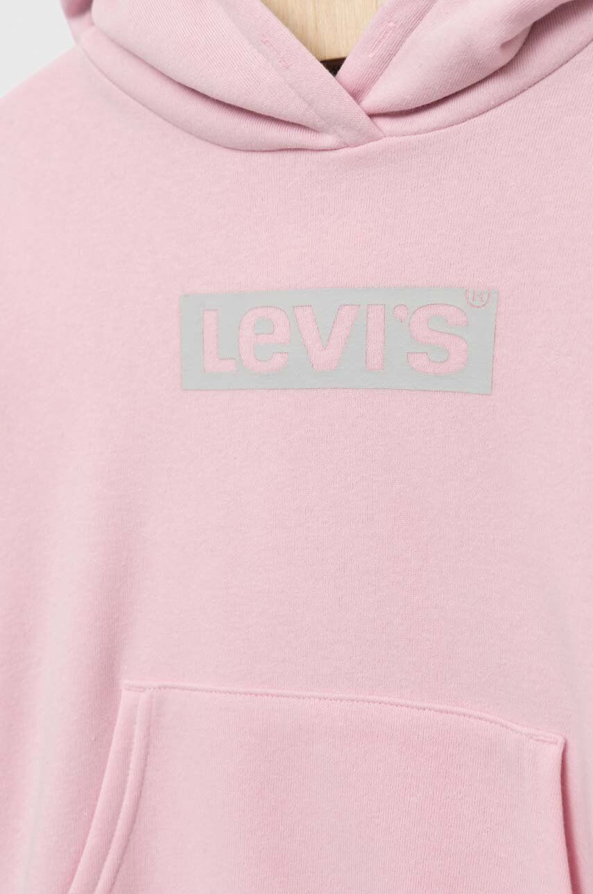 Levi's Dětská mikina růžová barva s kapucí s potiskem - Pepit.cz