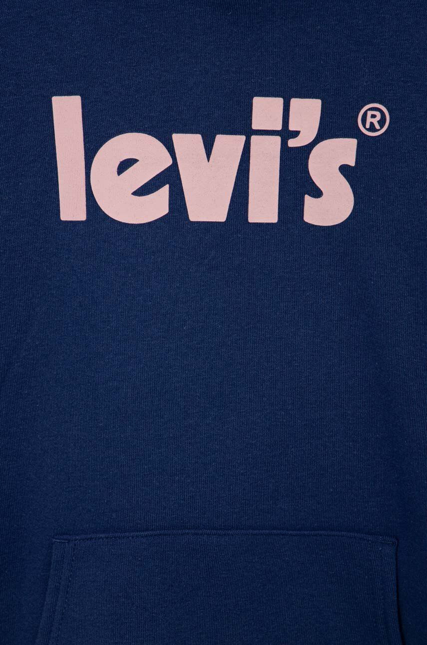 Levi's Dětská mikina tmavomodrá barva s kapucí s potiskem - Pepit.cz