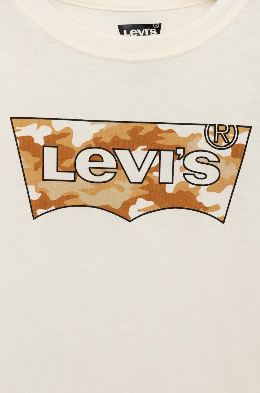 Levi's Dětské bavlněné tričko béžová barva s potiskem - Pepit.cz