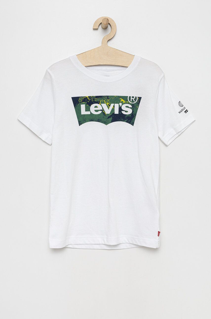 Levi's Dětské bavlněné tričko bílá barva s potiskem - Pepit.cz