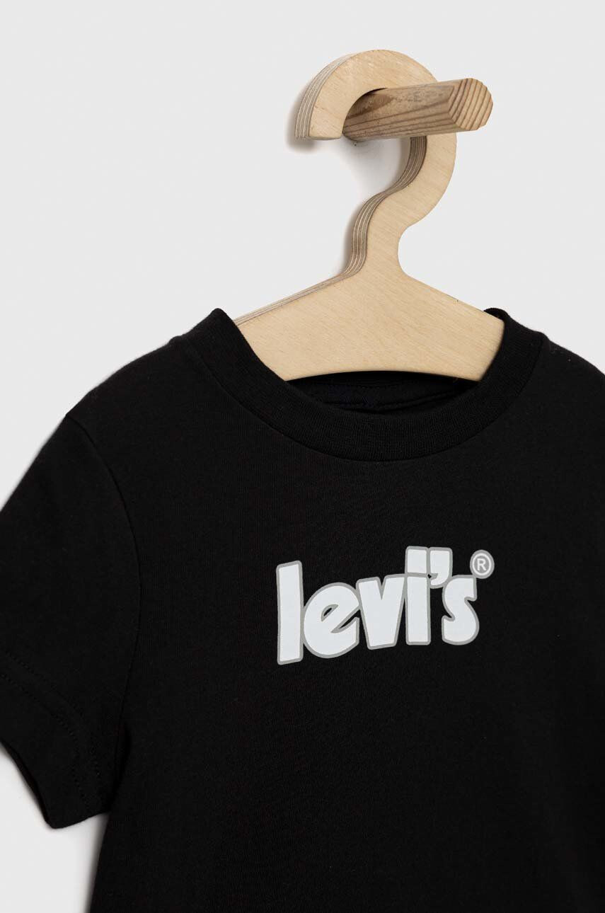 Levi's Dětské bavlněné tričko černá barva s potiskem - Pepit.cz