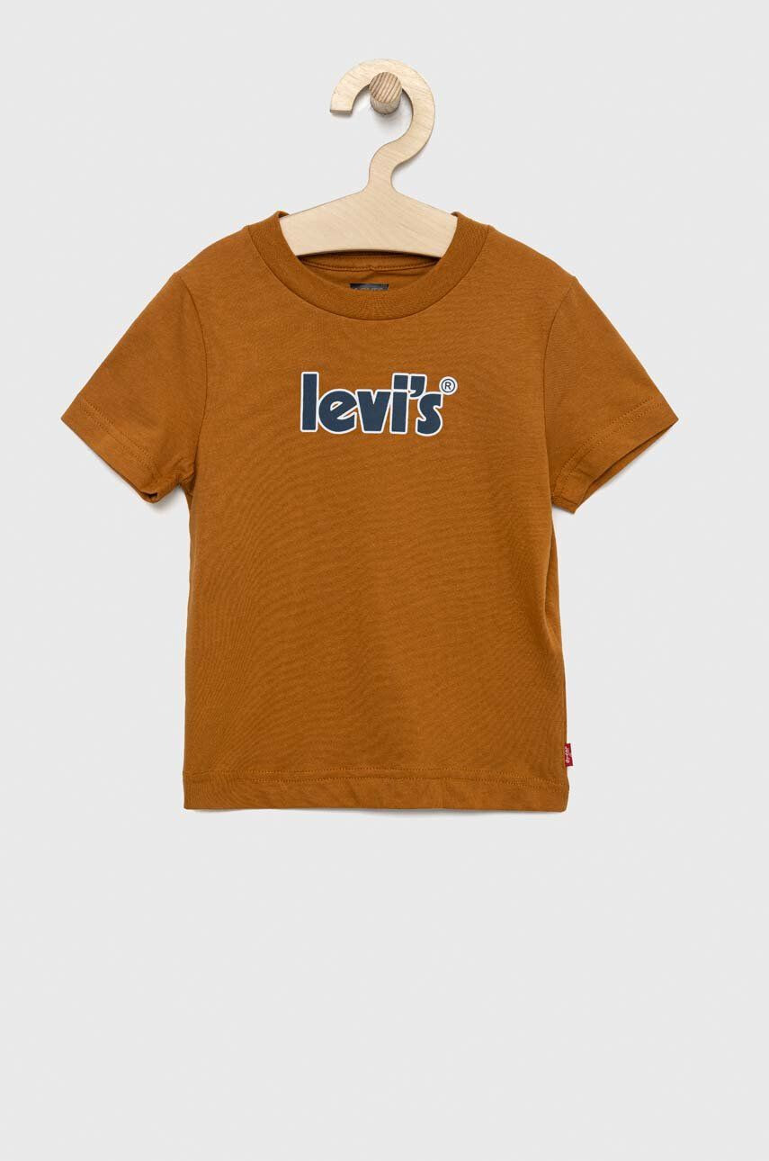 Levi's Dětské bavlněné tričko hnědá barva s potiskem - Pepit.cz