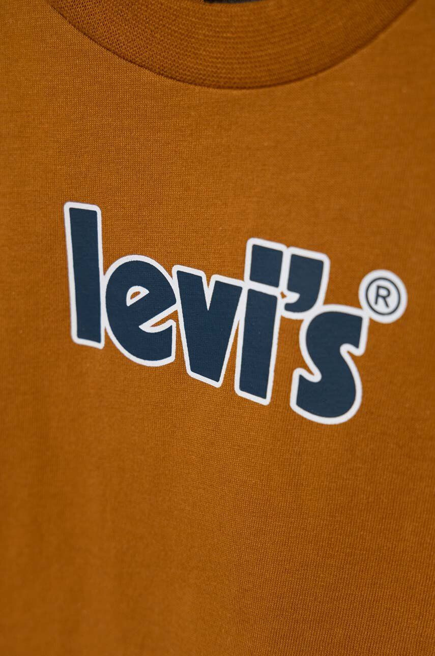 Levi's Dětské bavlněné tričko hnědá barva s potiskem - Pepit.cz